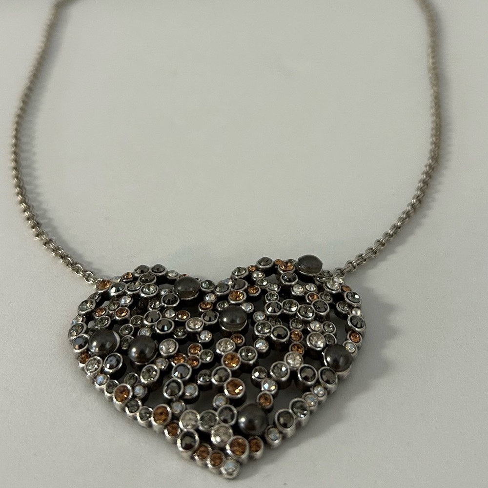 BRIGHTON HEART Love Faux Pearl Crystal Sparkle NECKLACE